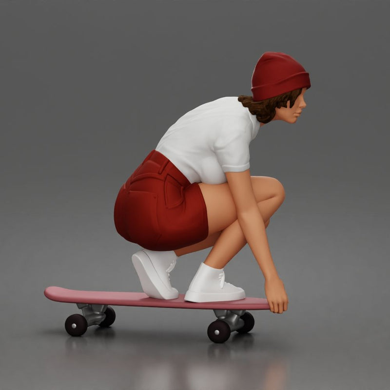Focused skater crouches low preparing swift ride through city streets - Only-Games