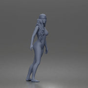 Naked Skateboard girl in cap gliding smoothly forward in relaxed street style pose - Only-Games