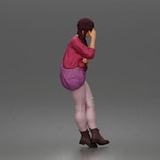 Worried girl standing quietly hand on forehead lost in thought - Only-Games