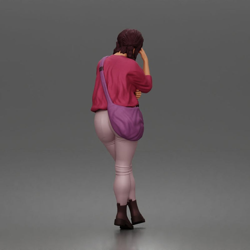 Worried girl standing quietly hand on forehead lost in thought - Only-Games