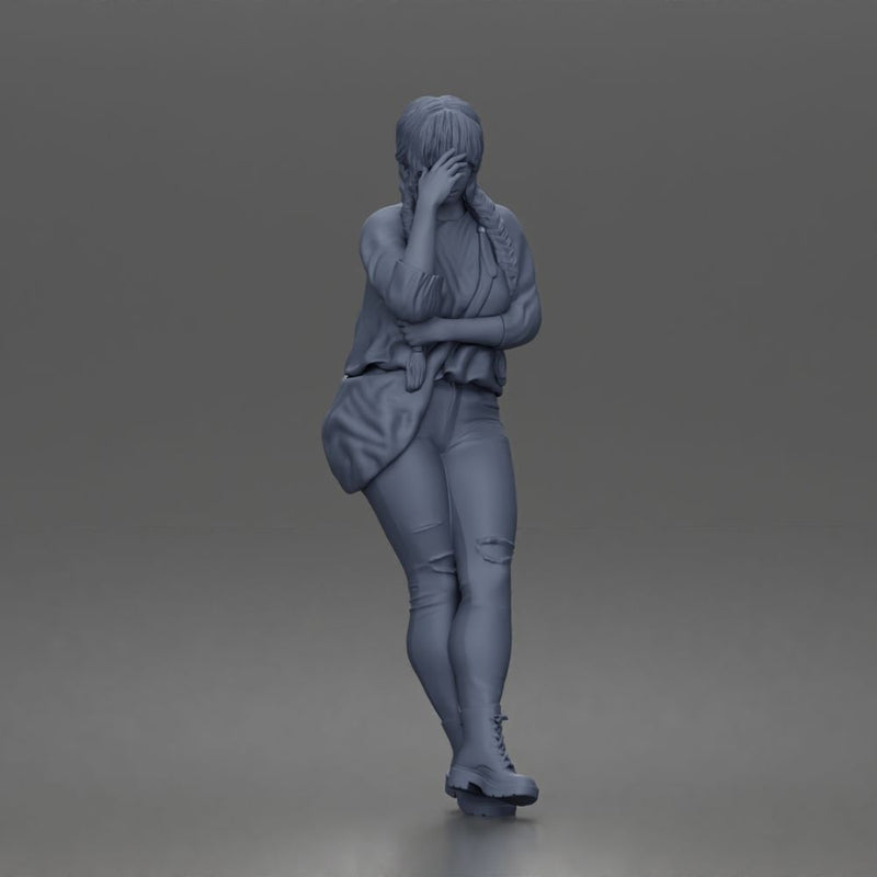 Worried girl standing quietly hand on forehead lost in thought - Only-Games