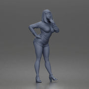 Surprised woman posing confidently in short dress and high heels - Only-Games