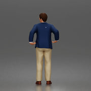 Confident Businessman Character Standing Pose in Casual Suit and Shoes - Only-Games