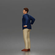 Confident Businessman Character Standing Pose in Casual Suit and Shoes - Only-Games