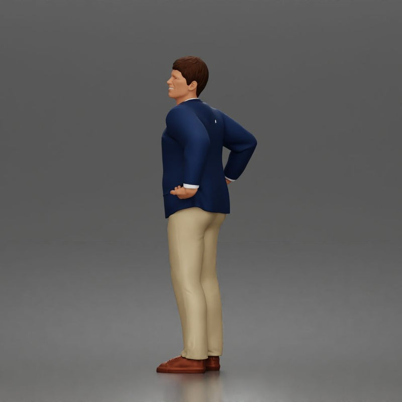 Confident Businessman Character Standing Pose in Casual Suit and Shoes - Only-Games