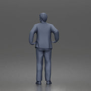 Confident Businessman Character Standing Pose in Casual Suit and Shoes - Only-Games