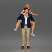 Man Giving Woman Piggyback Ride In Blazer Overalls And Sneakers - Only-Games