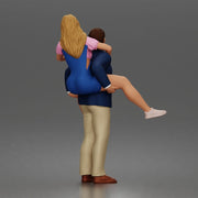 Man Giving Woman Piggyback Ride In Blazer Overalls And Sneakers - Only-Games