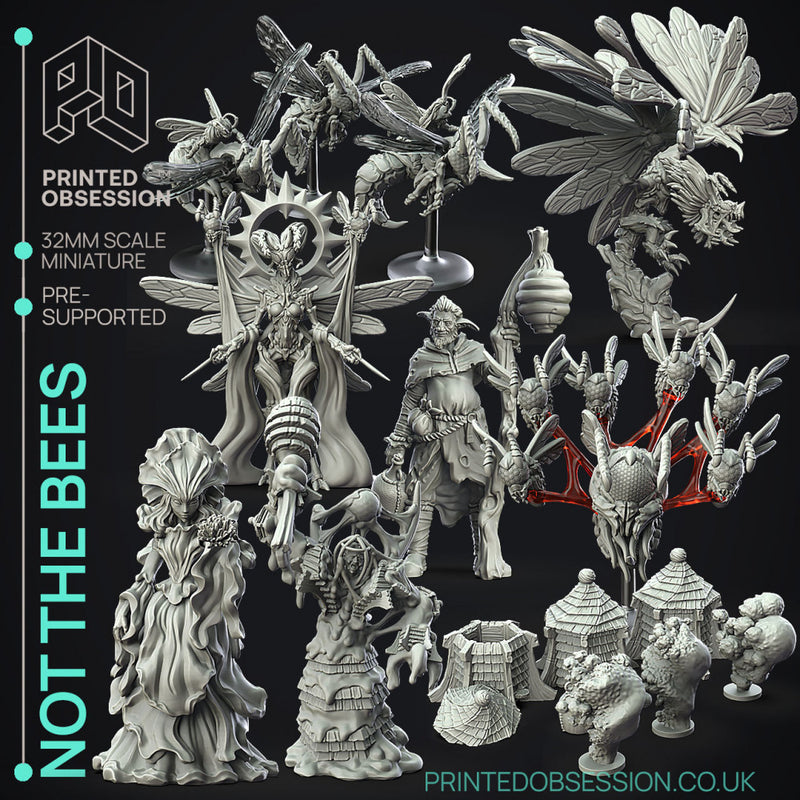Bee Invasion - 14 monsters including a bee Dragon - PRESUPPRTED - 32mm Scale