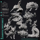 Elemental Creatures 2 - 8 Models -  PRESUPPORTED - Illustrated and Stats - 32mm scale