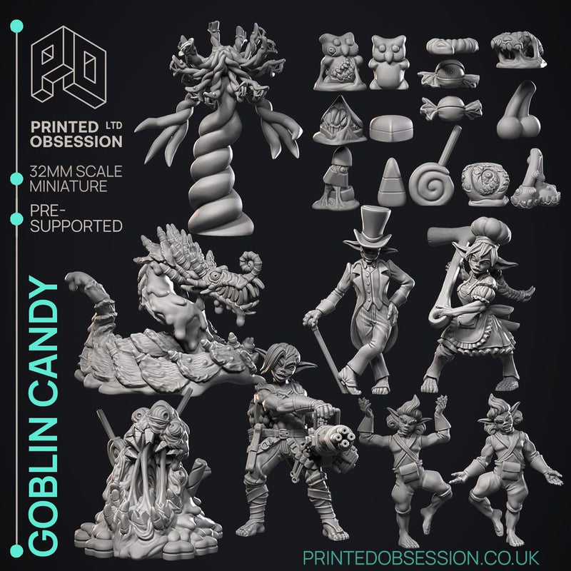 Goblin Candy Makers - 20+ Models -  PRESUPPORTED - Illustrated and Stats - 32mm scale