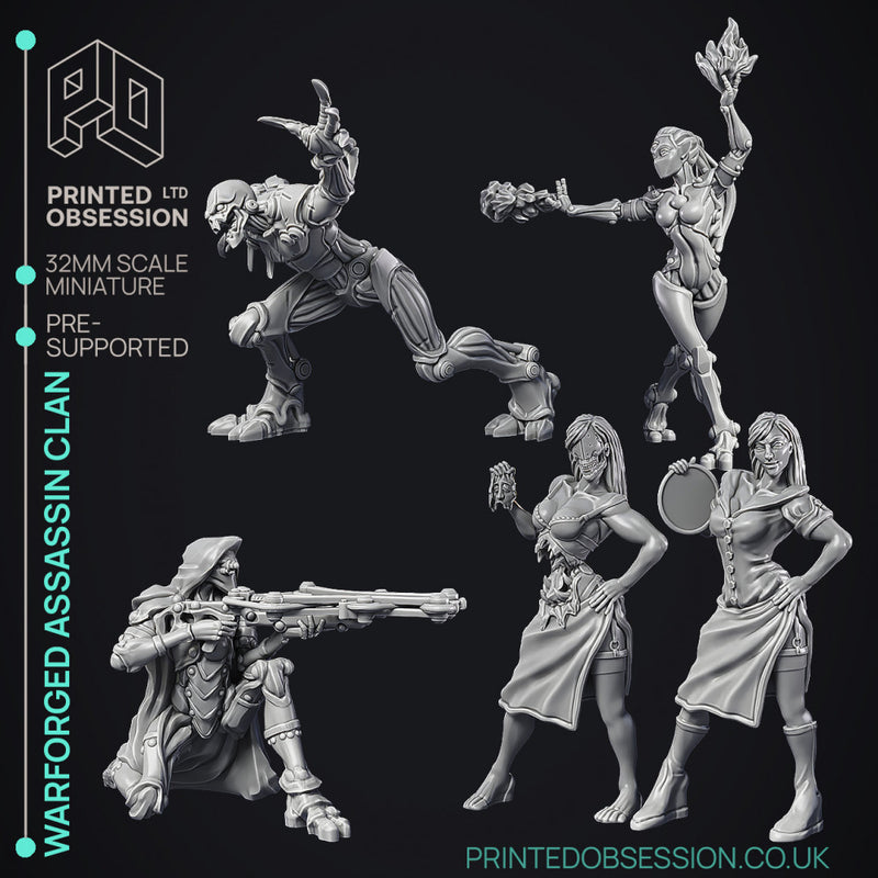 Warforged Assassin Clan - 5 Miniatures - PRESUPPROTED - 32mm Scale