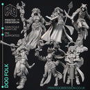 Dog Folk - 6 NPC Heros -  PRESUPPORTED - Illustrated and Stats - 32mm scale