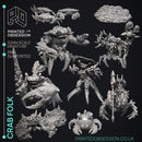 Crab Folk - 15 Models -  PRESUPPORTED - Illustrated and Stats - 32mm scale
