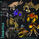 Crab Folk - 15 Models -  PRESUPPORTED - Illustrated and Stats - 32mm scale