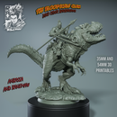 Anbassa and Banemaw - Barbarian riding a Giganotosaurus (35mm and 54mm)