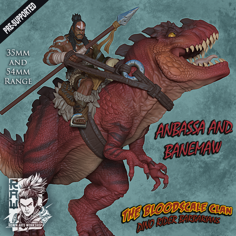 Anbassa and Banemaw - Barbarian riding a Giganotosaurus - 35mm