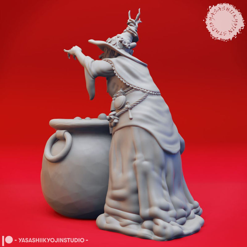 Barovian Witch - Cauldron - Tabletop Miniature (Pre-Supported) - Only-Games