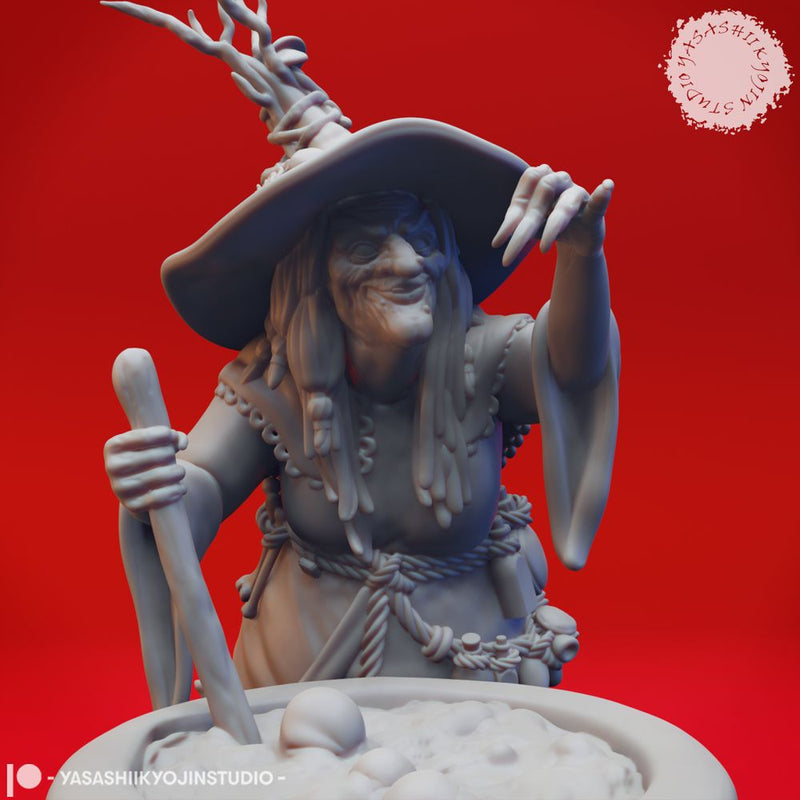 Barovian Witch - Cauldron - Tabletop Miniature (Pre-Supported) - Only-Games