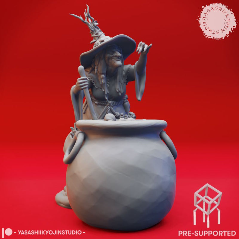 Barovian Witch - Cauldron - Tabletop Miniature (Pre-Supported) - Only-Games