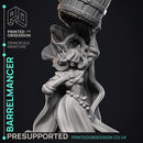 Barrelmancer - Female Mage -  PRESUPPORTED - Illustrated and Stats - 32mm scale