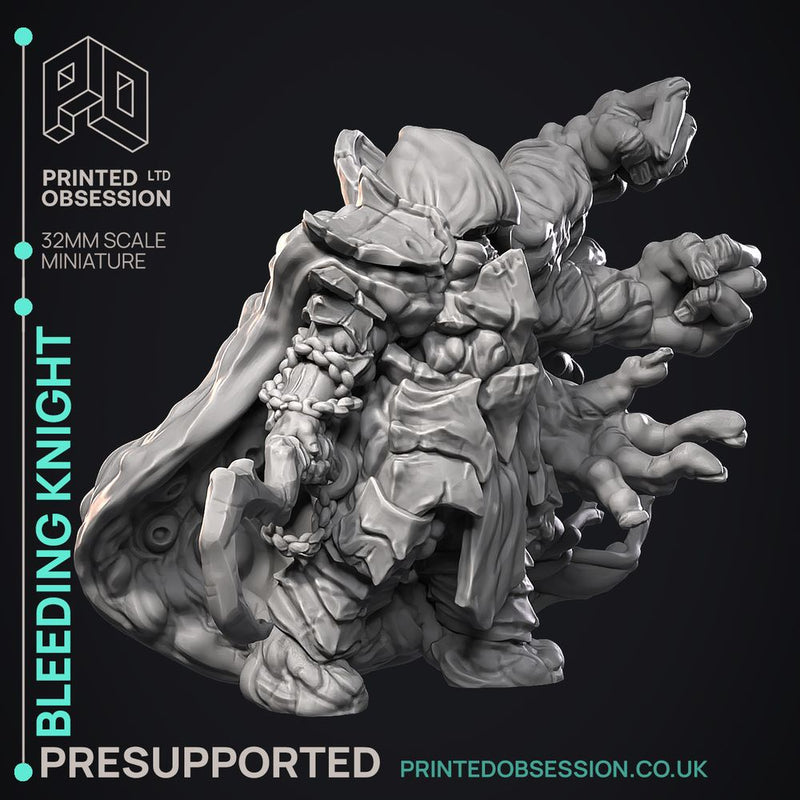 The Bleeding Knight - Undead Knight -  PRESUPPORTED - Illustrated and Stats - 32mm scale