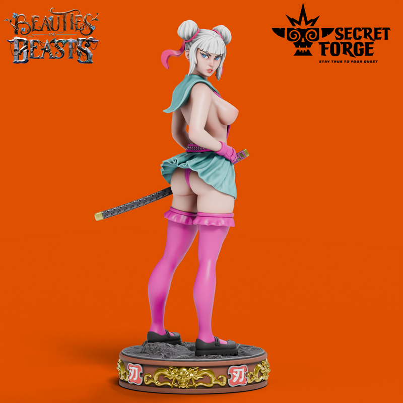 Ren -  Samurai Schoolgirl, Deadly Ninja Waifu in Mini-Skirt with Katana NSFW versions [Pre-Supported]