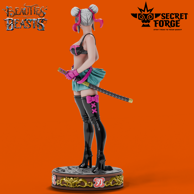 Ren -  Samurai Schoolgirl, Deadly Ninja Waifu in Mini-Skirt with Katana NSFW versions [Pre-Supported]