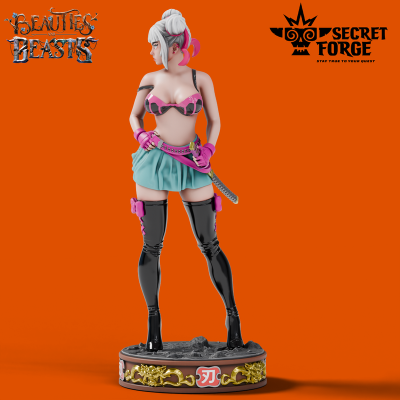 Ren -  Samurai Schoolgirl, Deadly Ninja Waifu in Mini-Skirt with Katana NSFW versions [Pre-Supported]