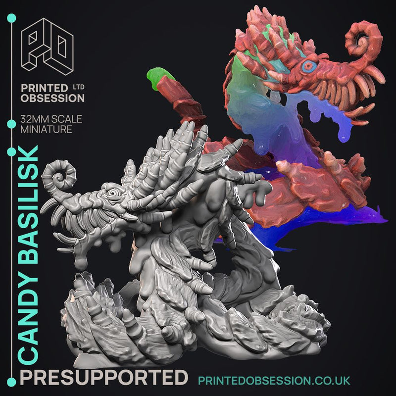 Candy Basilisk -  Goblin Confectioners - PRESUPPORTED - Illustrated and Stats - 32mm scale