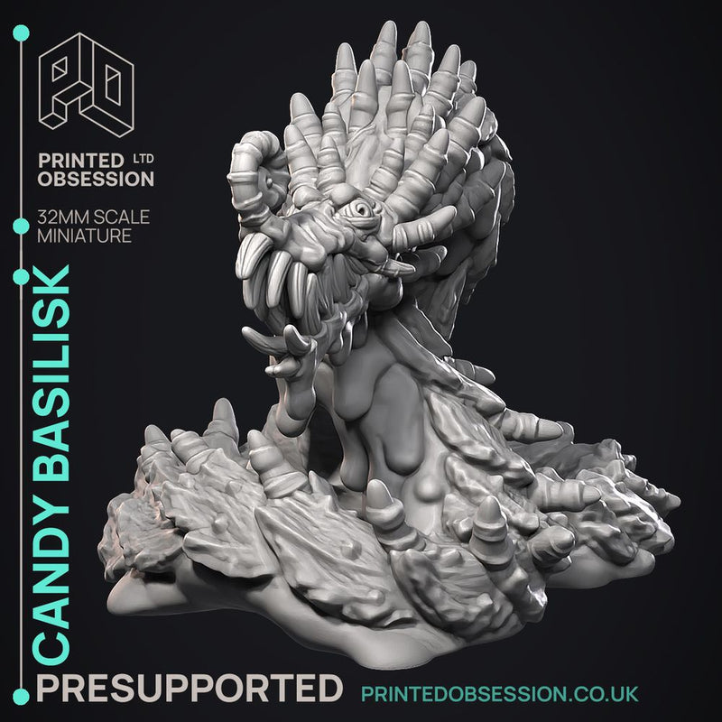 Candy Basilisk -  Goblin Confectioners - PRESUPPORTED - Illustrated and Stats - 32mm scale