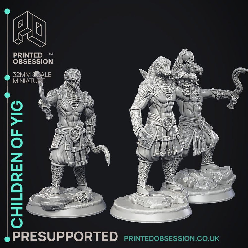 Children of Yig - 3 Models - The Wondering Desert -  PRESUPPORTED - Illustrated and Stats - 32mm scale