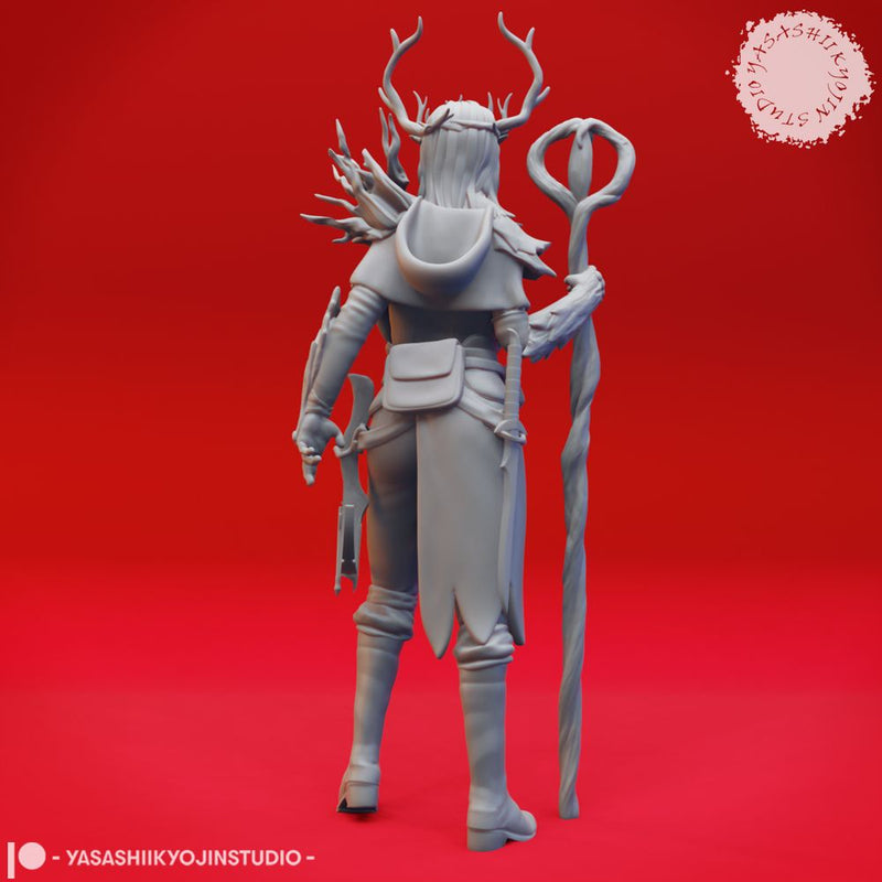 Druid - Human Female - Lvl 10 - Tabletop Miniatures (Pre-Supported)