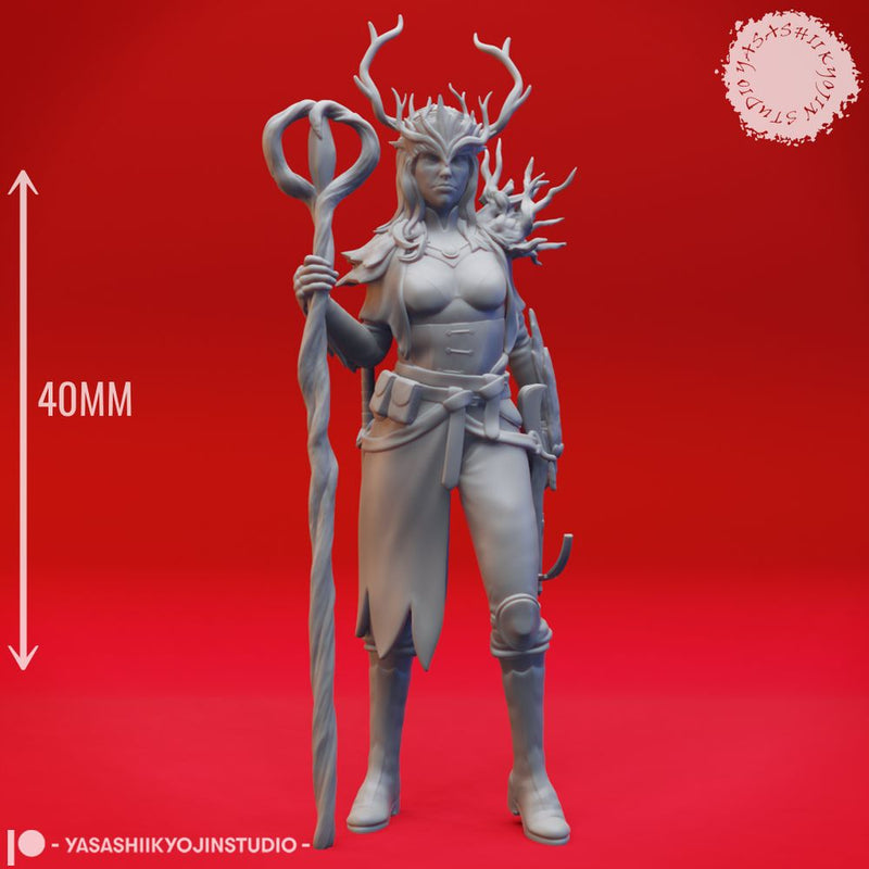 Druid - Human Female - Lvl 10 - Tabletop Miniatures (Pre-Supported)