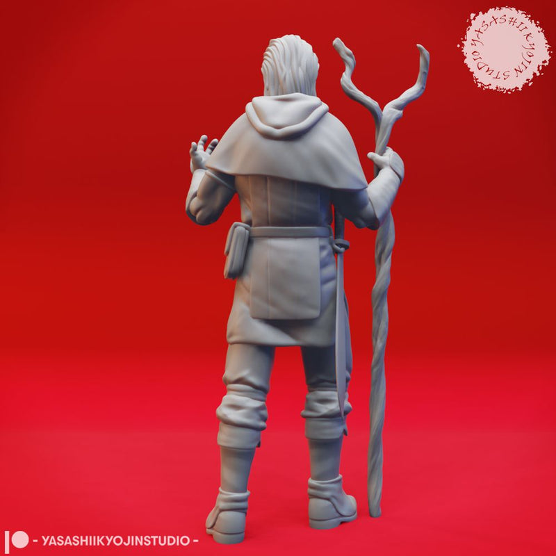 Druid - Human Male - Lvl 1 - Tabletop Miniatures (Pre-Supported)