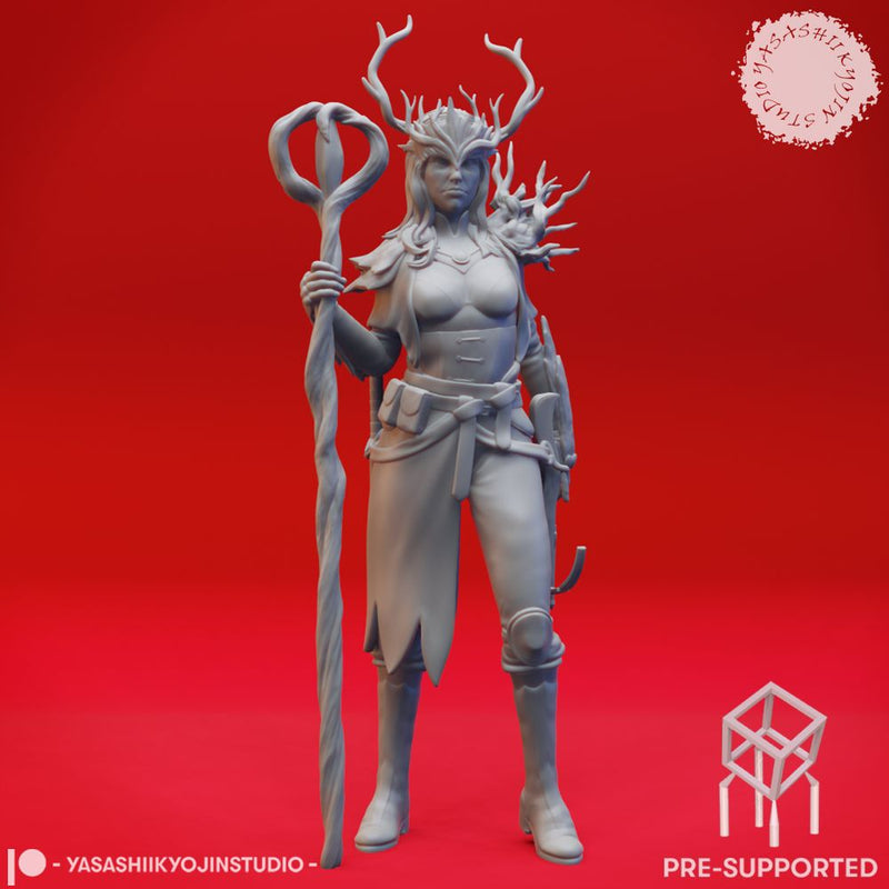 Druid - Human Female - Lvl 10 - Tabletop Miniatures (Pre-Supported)