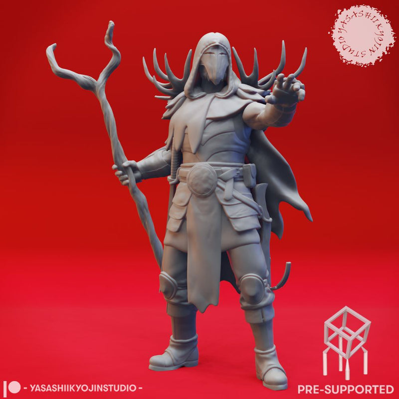 Druid - Human Male - Lvl 10 - Tabletop Miniatures (Pre-Supported)