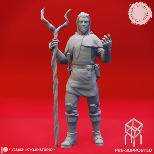 Druid - Human Male - Lvl 1 - Tabletop Miniatures (Pre-Supported) - Only-Games
