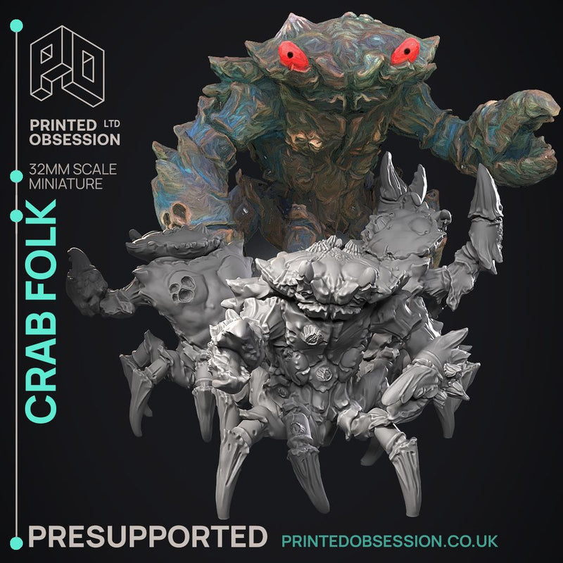 Crab Folk - 15 Models -  PRESUPPORTED - Illustrated and Stats - 32mm scale