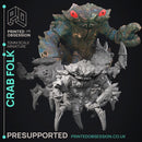 Crab Folk - 15 Models -  PRESUPPORTED - Illustrated and Stats - 32mm scale