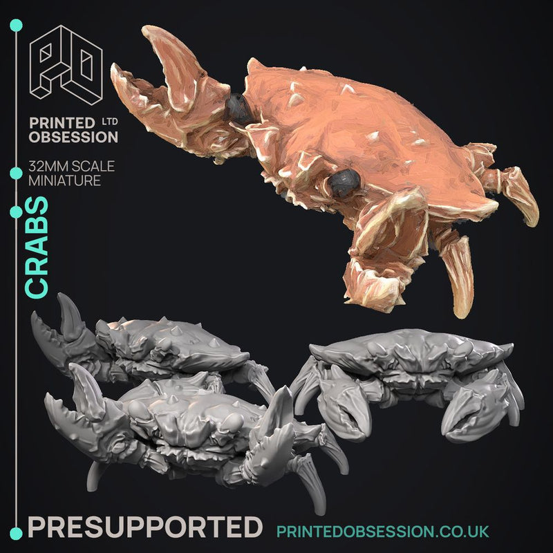 Crab Folk - 15 Models -  PRESUPPORTED - Illustrated and Stats - 32mm scale