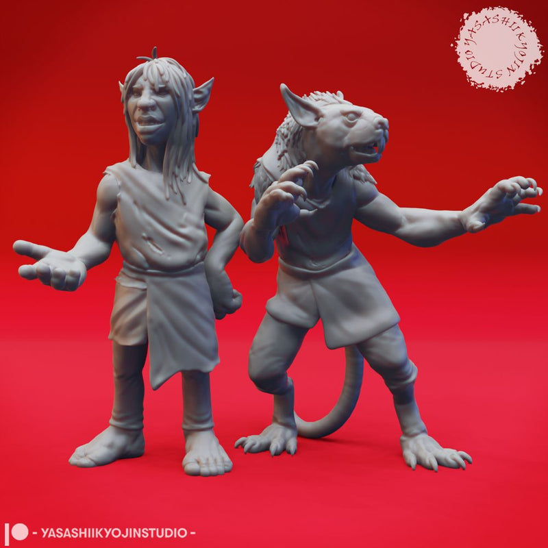 Deep Gnome Twins - Topsy and Turvy - Tabletop Miniatures (Pre-Supported) - Only-Games