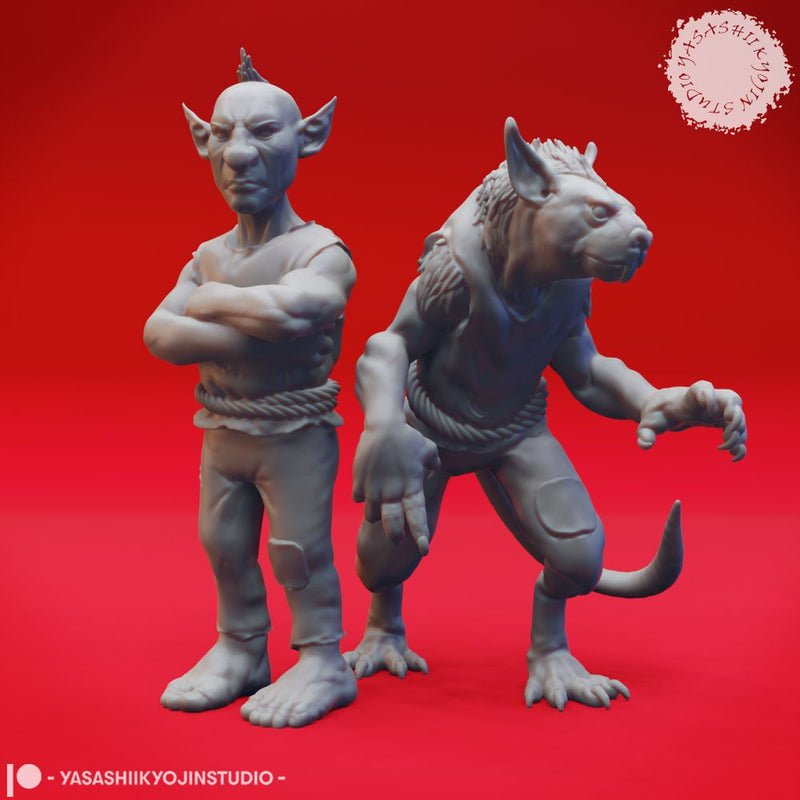 Deep Gnome Twins - Topsy and Turvy - Tabletop Miniatures (Pre-Supported) - Only-Games