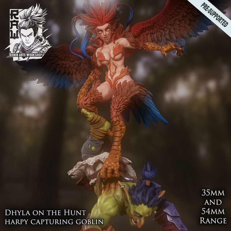 Harpy Dhyla - Pose2 - Harpy Hunting Goblin - STL only - Only-Games