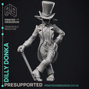 Dilly Donka - Goblin NPC -  PRESUPPORTED - Illustrated and Stats - 32mm scale