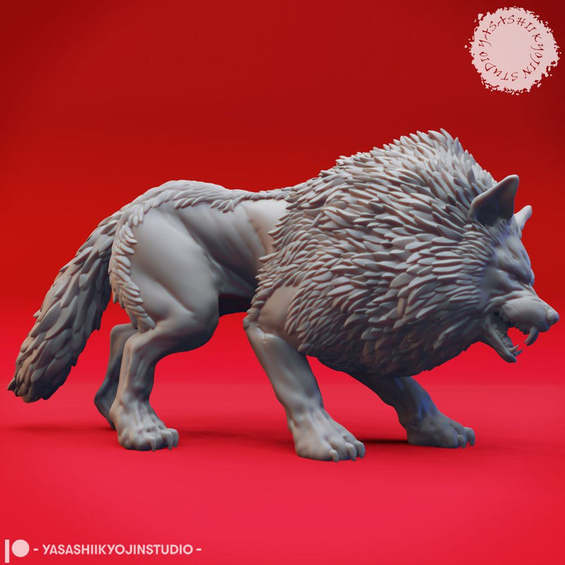 Snarling Dire Wolf - Tabletop Miniature (Pre-Supported) - Only-Games