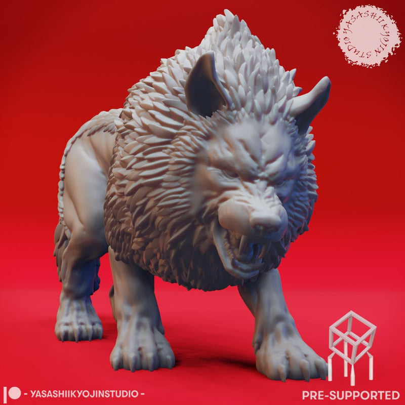 Snarling Dire Wolf - Tabletop Miniature (Pre-Supported) - Only-Games