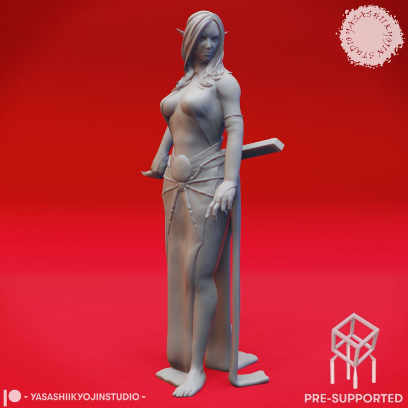 Drow Priestess - Tabletop Miniature (Pre-Supported)