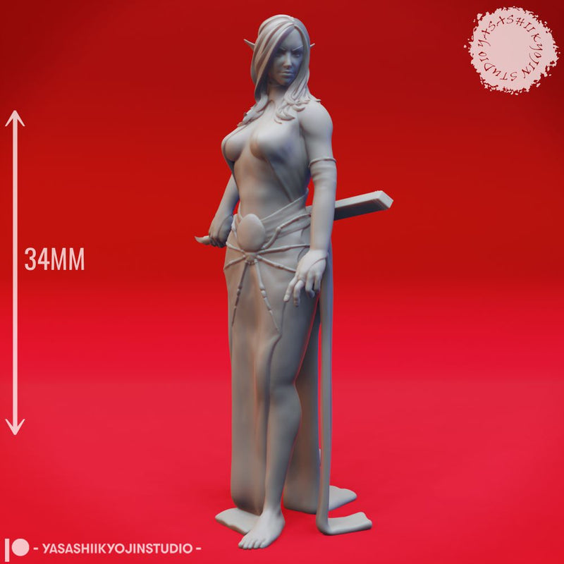 Drow Priestess - Tabletop Miniature (Pre-Supported)
