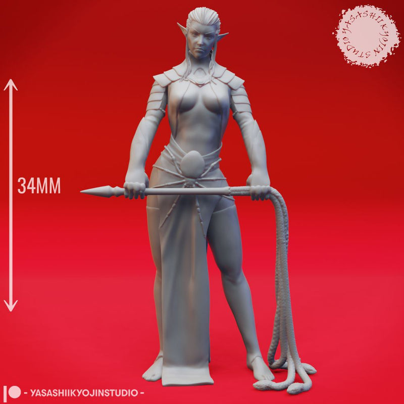 Drow High Priestess - Tabletop Miniature (Pre-Supported) - Only-Games